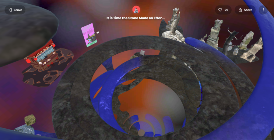 Прогулка с VR-художницей по онлайн-выставке «Настало время, когда камень всё же решается цвести» в Spatial